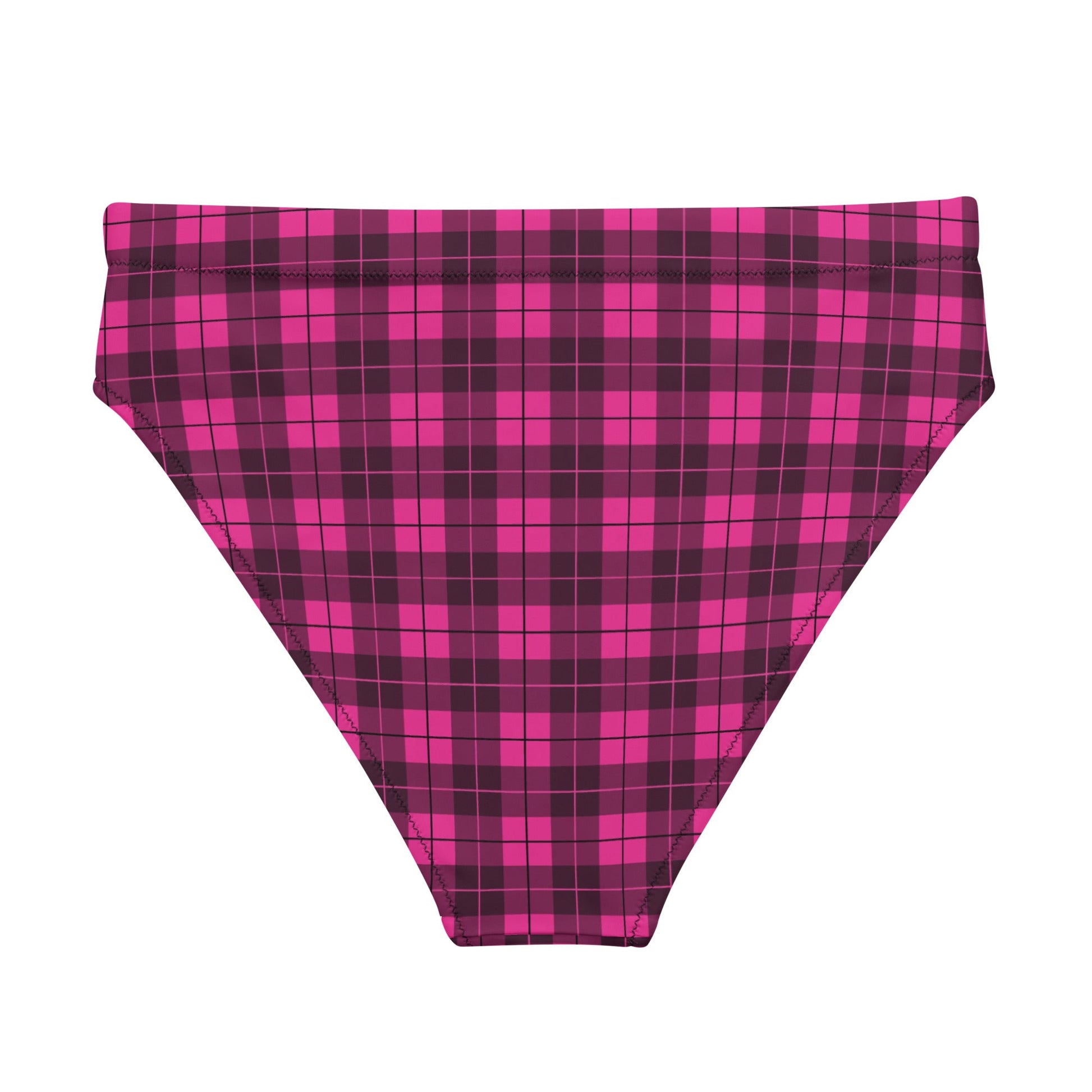 Pink Plaid High - Waisted Bikini Bottom - Graphic Punks