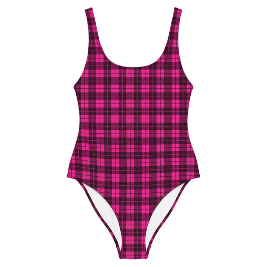 Pink Plaid One - Piece Swimsuit - Graphic Punks