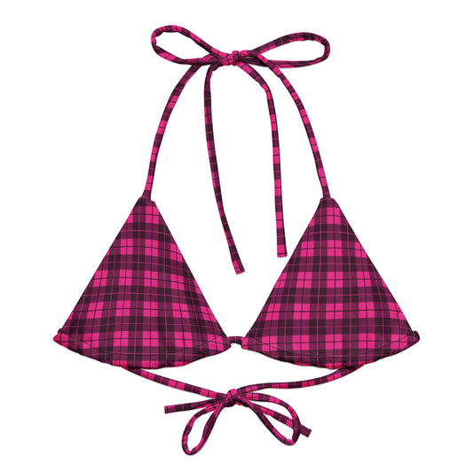 Pink Plaid String Bikini Top - Graphic Punks