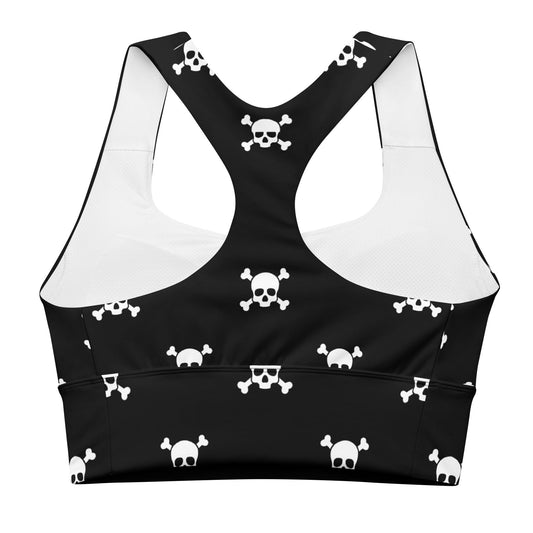 Pirate Skulls Longline Sports Bra - Graphic Punks