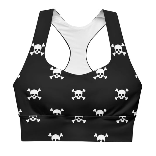 Pirate Skulls Longline Sports Bra - Graphic Punks