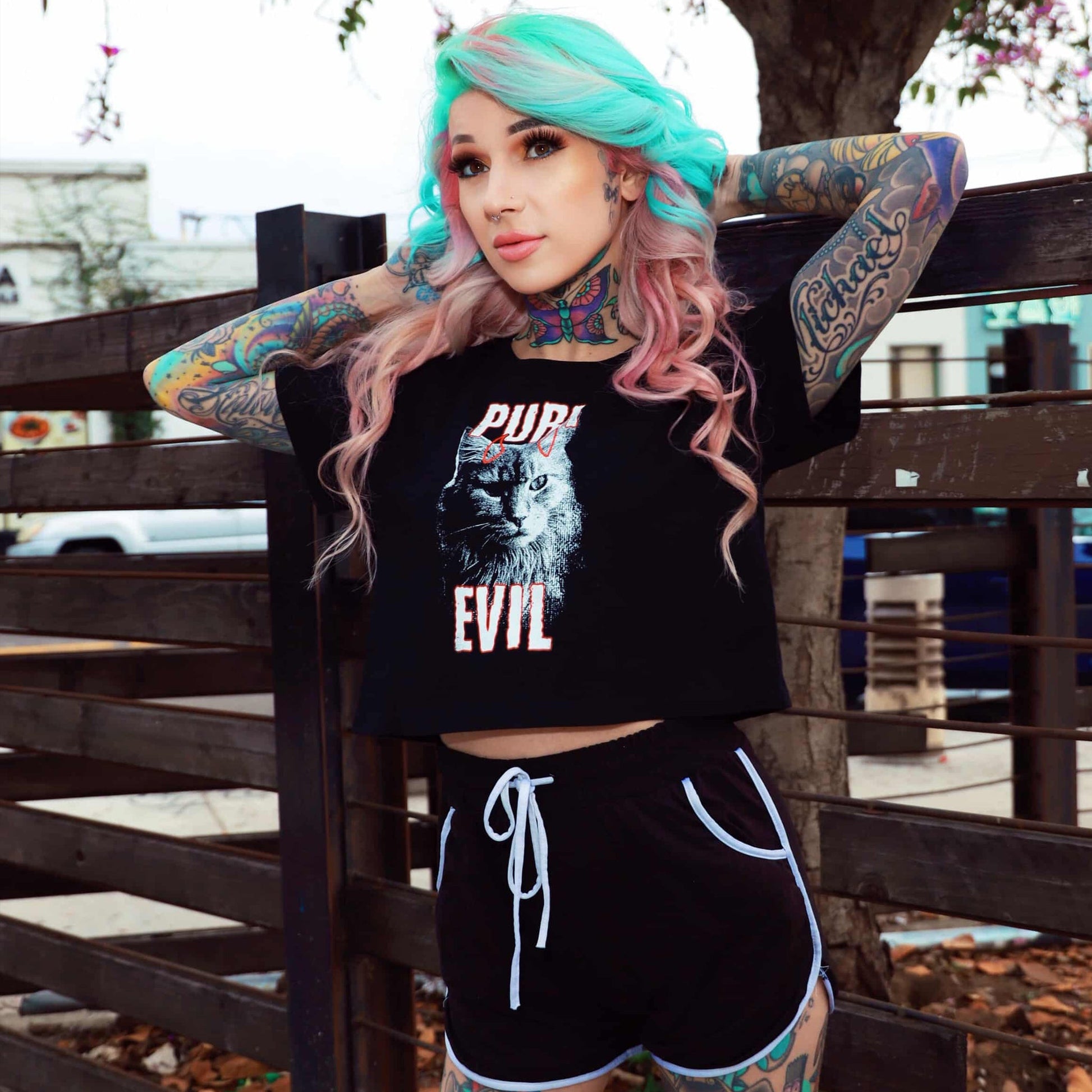 Purr Evil Crop Top - Graphic Punks