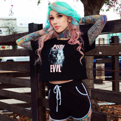 Purr Evil Crop Top - Graphic Punks