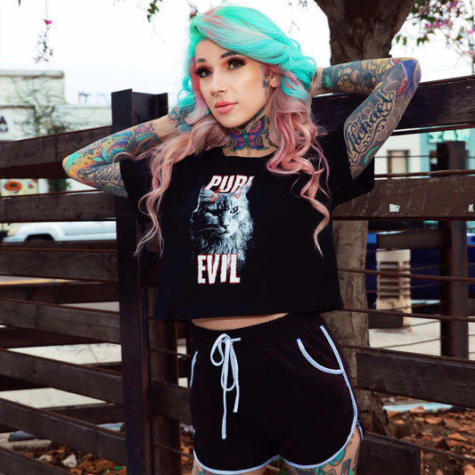 Purr Evil Crop Top - Graphic Punks
