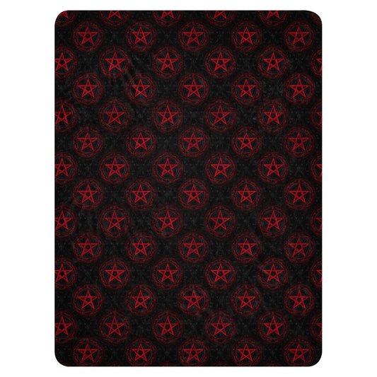 Red Pentagram Oversized Sherpa blanket - Graphic Punks
