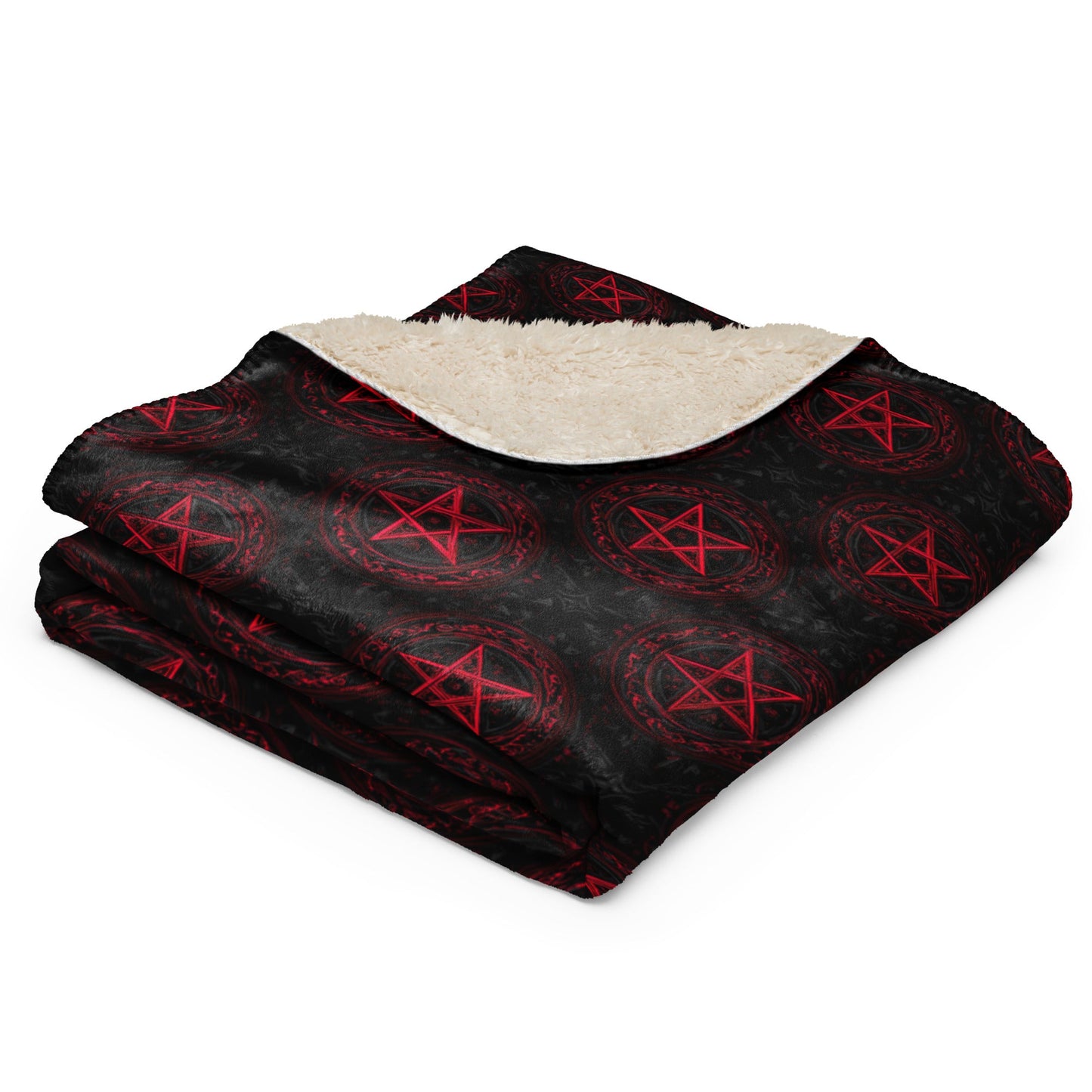 Red Pentagram Oversized Sherpa blanket - Graphic Punks