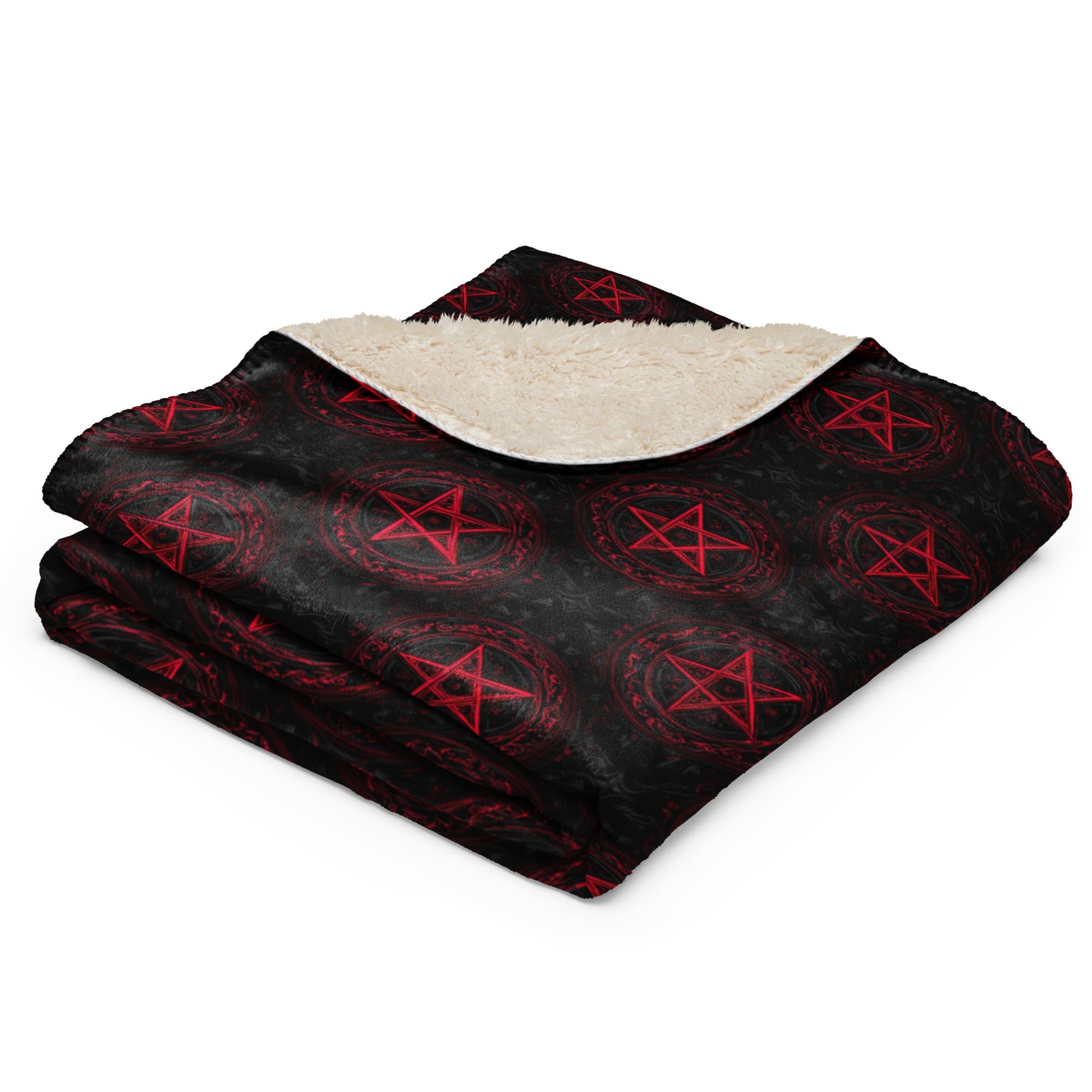 Red Pentagram Oversized Sherpa blanket - Graphic Punks