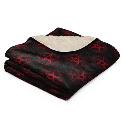 Red Pentagram Oversized Sherpa blanket - Graphic Punks