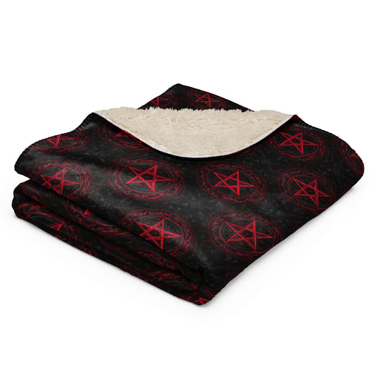 Red Pentagram Oversized Sherpa blanket - Graphic Punks