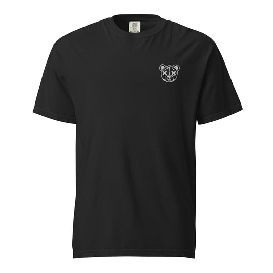 Sad Bear Embroidered Garment - Dyed Heavyweight T-Shirt Black - Graphic Punks