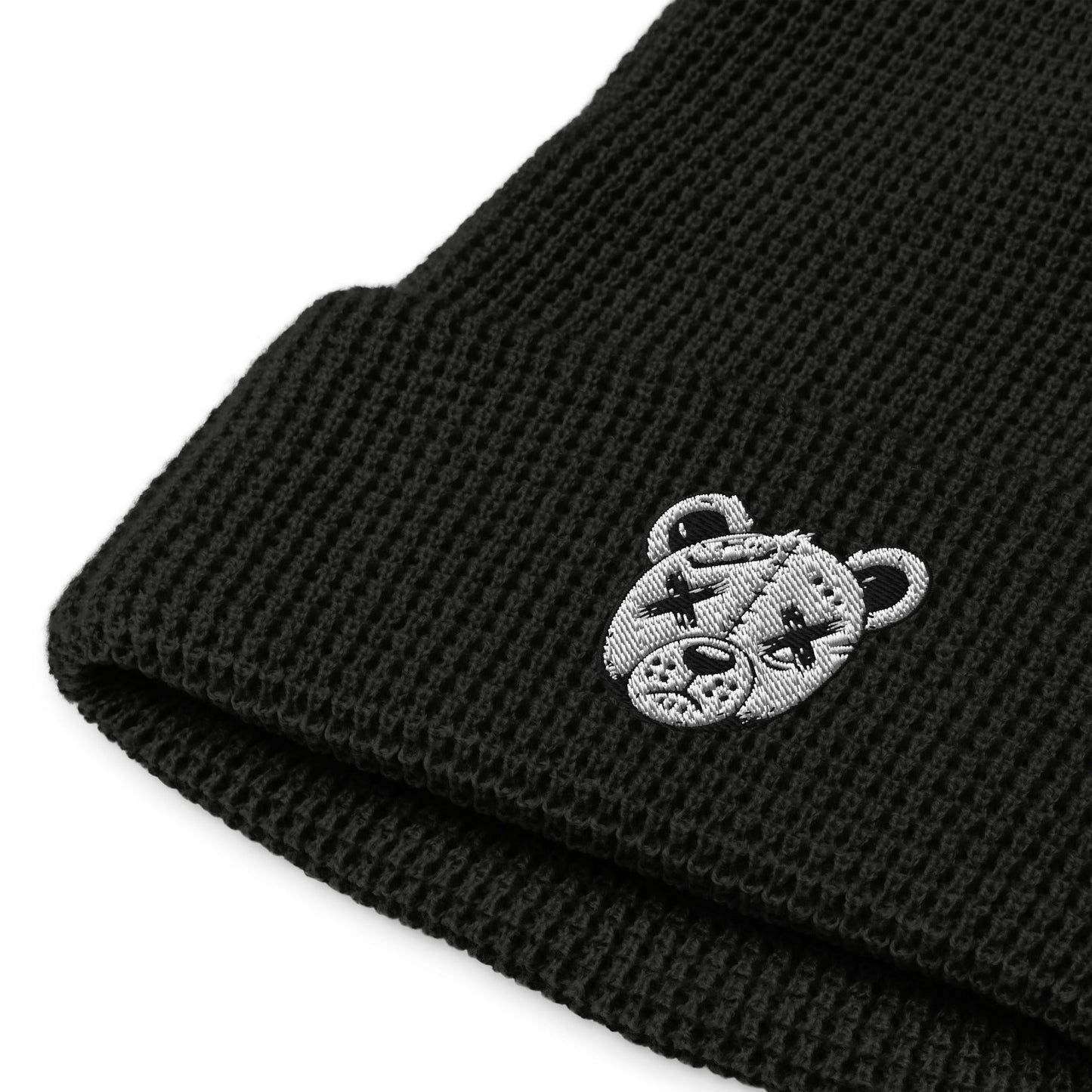 Sad Bear Embroidered Waffle beanie - Graphic Punks