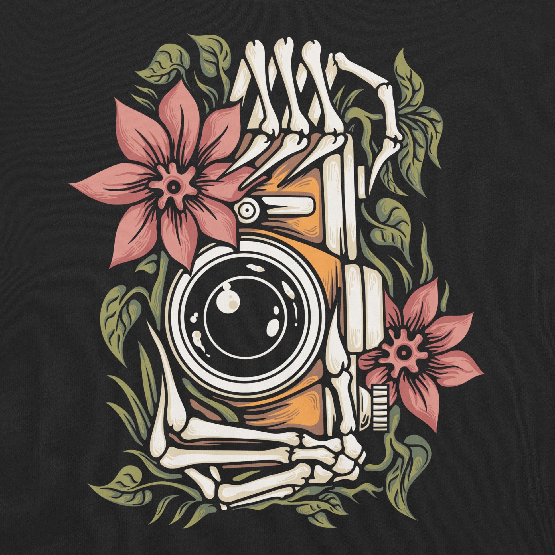 Skeleton Hand with Camera Garment - Dyed Heavyweight T-Shirt - Graphic Punks