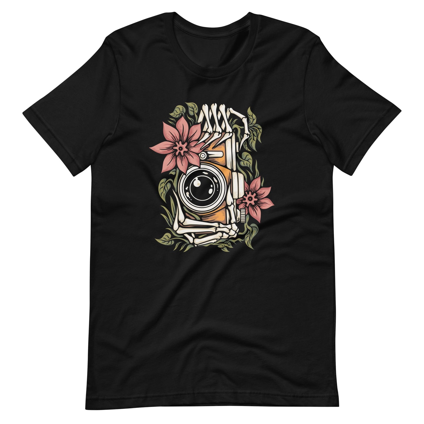 Skeleton Hand With Camera Unisex t - shirt - Graphic Punks