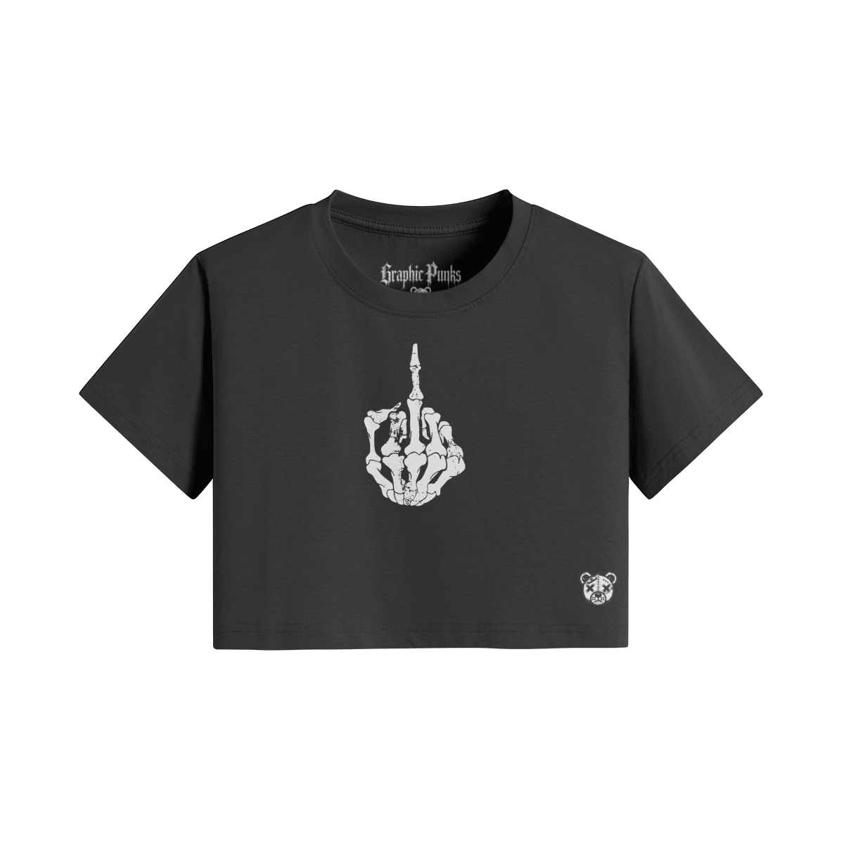 Skeleton Middle Finger Crop Top - Graphic Punks