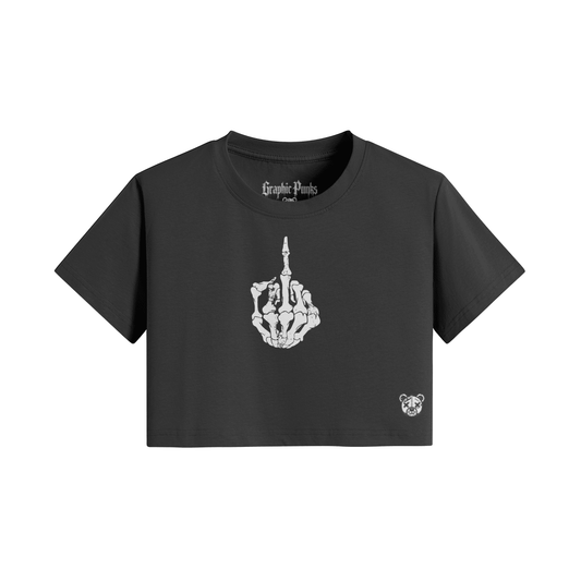 Skeleton Middle Finger Crop Top - Graphic Punks