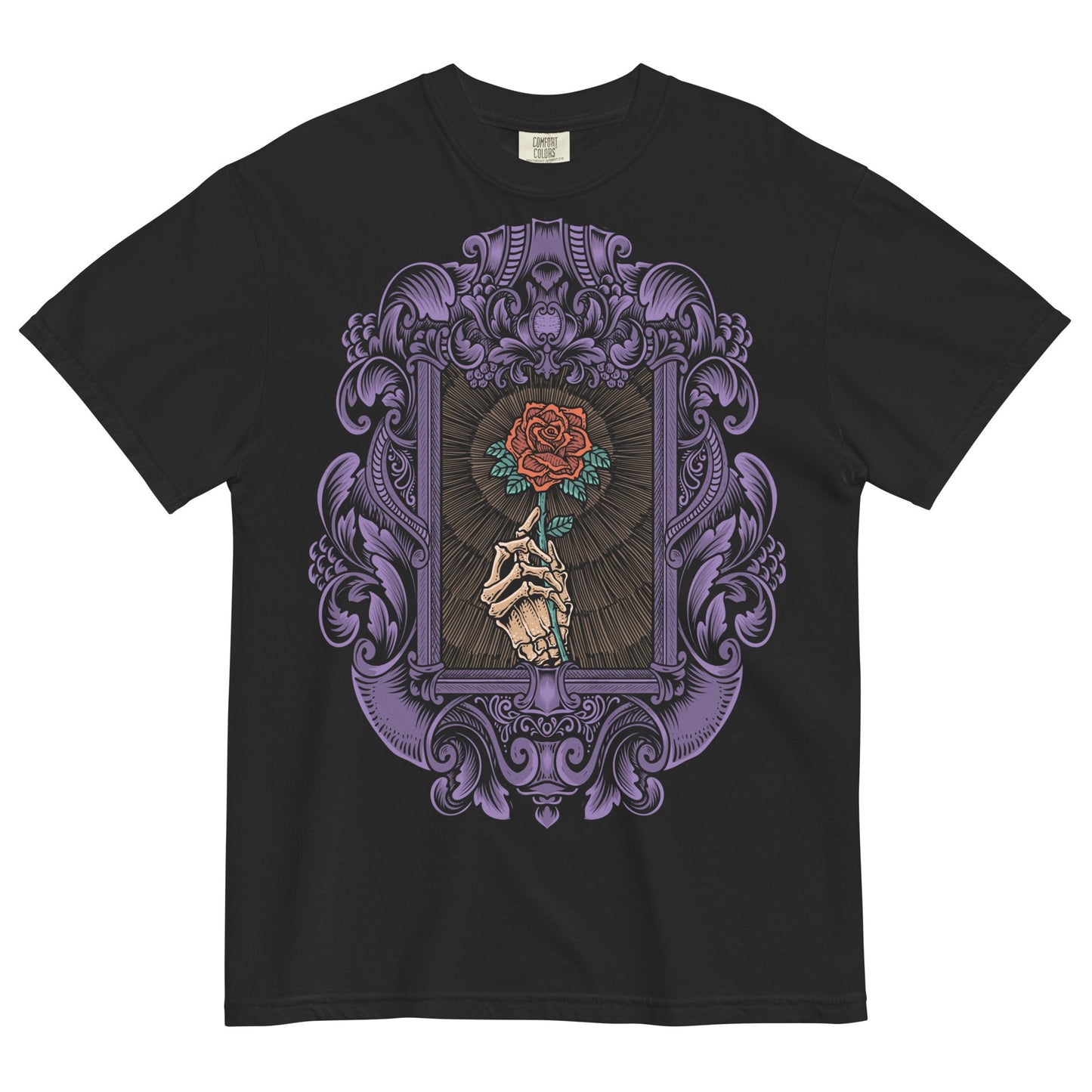 Skeleton Rose Garment - Dyed Heavyweight T-Shirt - Graphic Punks