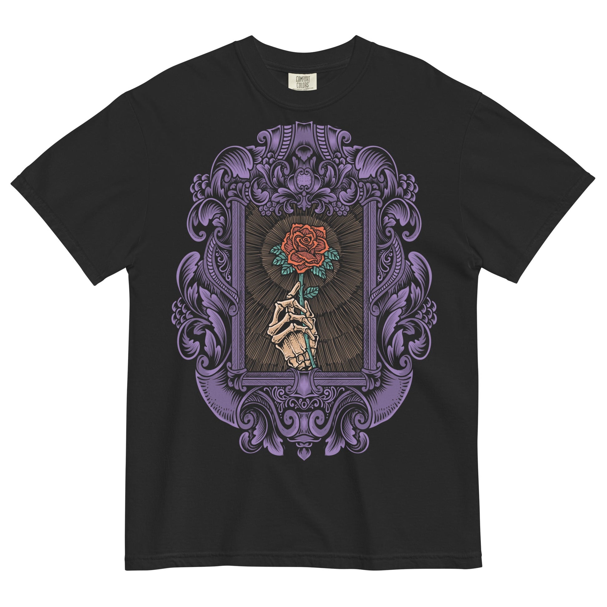 Skeleton Rose Garment - Dyed Heavyweight T-Shirt - Graphic Punks