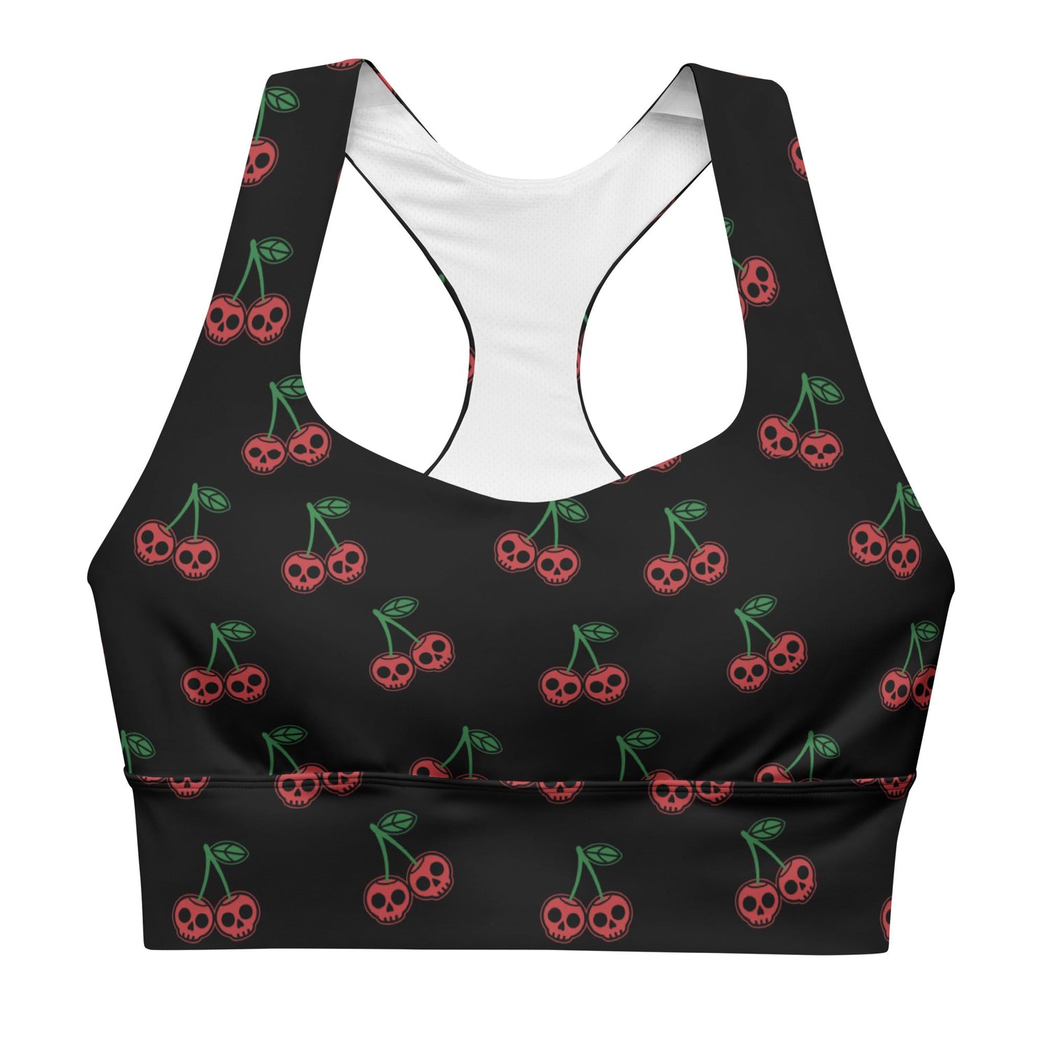 Skull Cherries Longline Sports Bra - Graphic Punks
