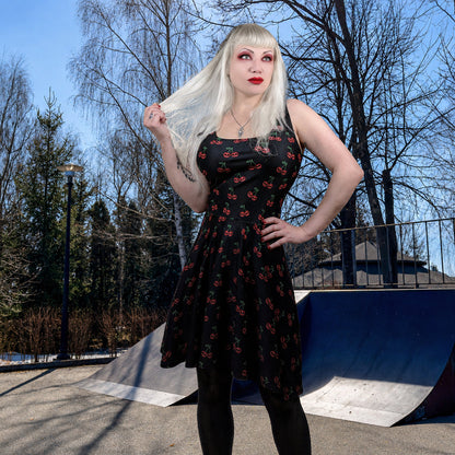 Skull Cherries Skater Dress - Graphic Punks