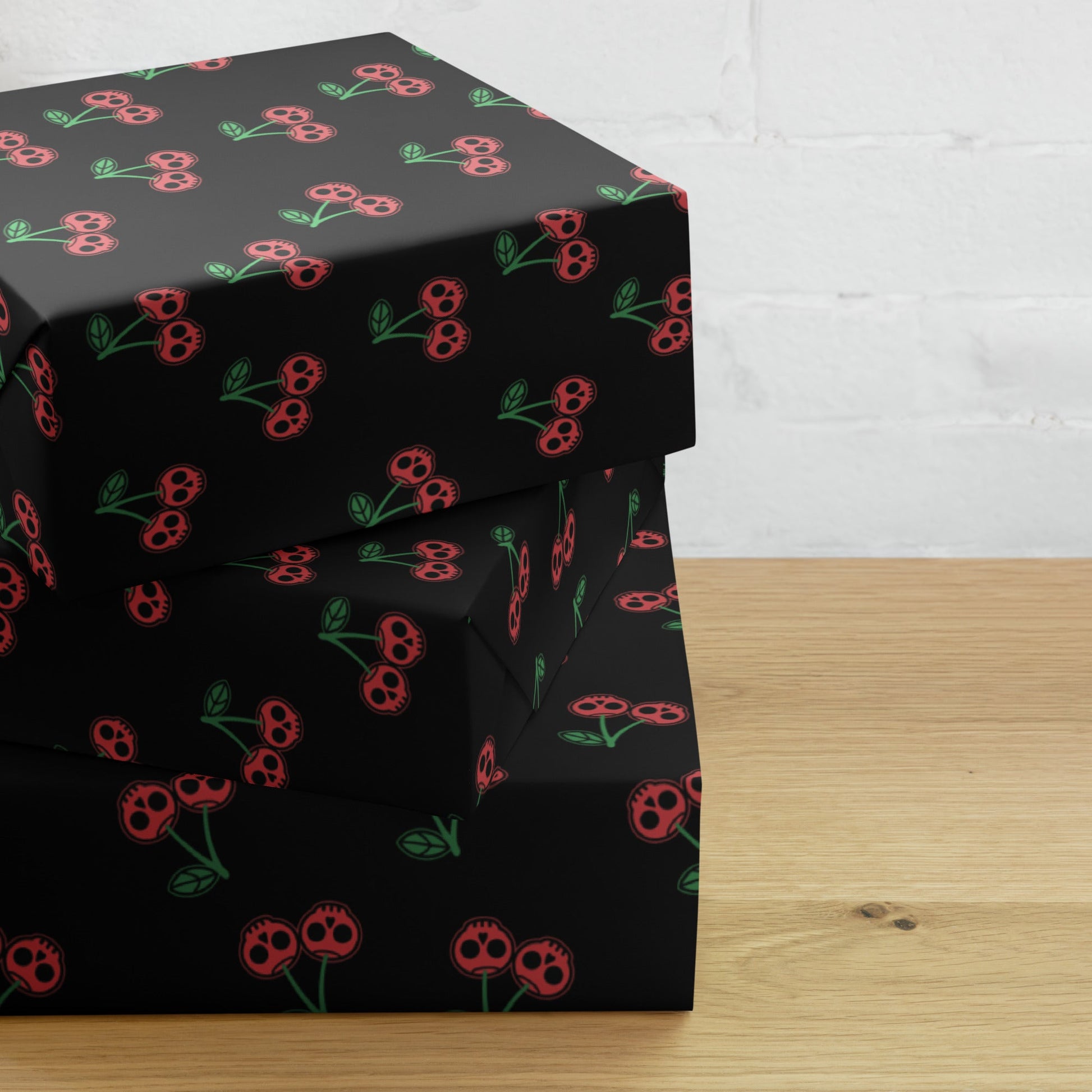 Skull Cherries Wrapping paper Sheets (Set of 3) - Graphic Punks