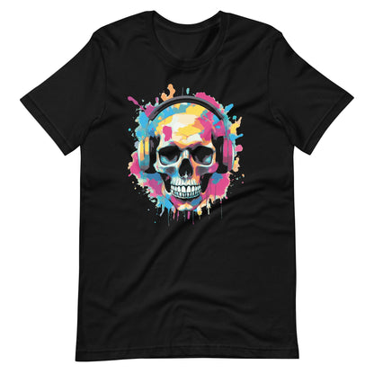 Skull With Headphones Unisex t - shirt - Graphic Punks