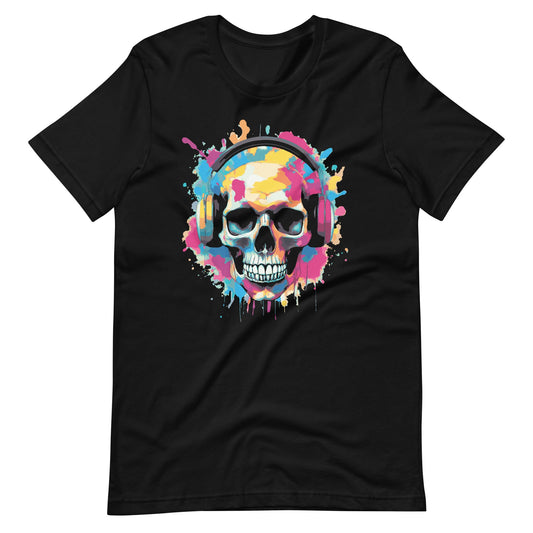 Skull With Headphones Unisex t - shirt - Graphic Punks