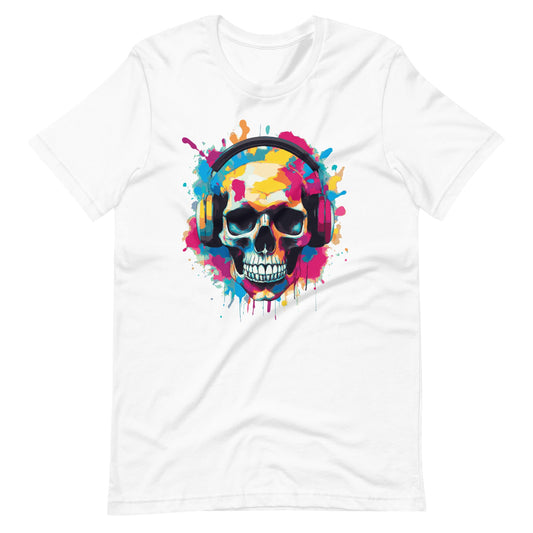 Skull With Headphones Unisex t - shirt - Graphic Punks