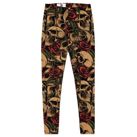 Skull with Roses Leggings - Graphic Punks