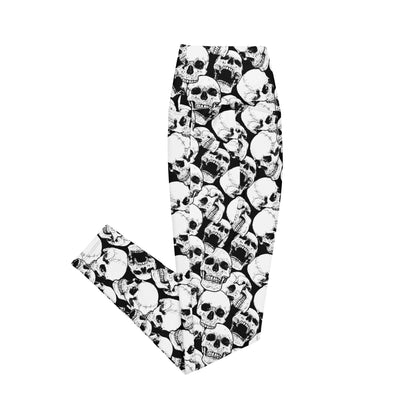 Skulls High - Waisted Workout Leggings with Pockets - Graphic Punks