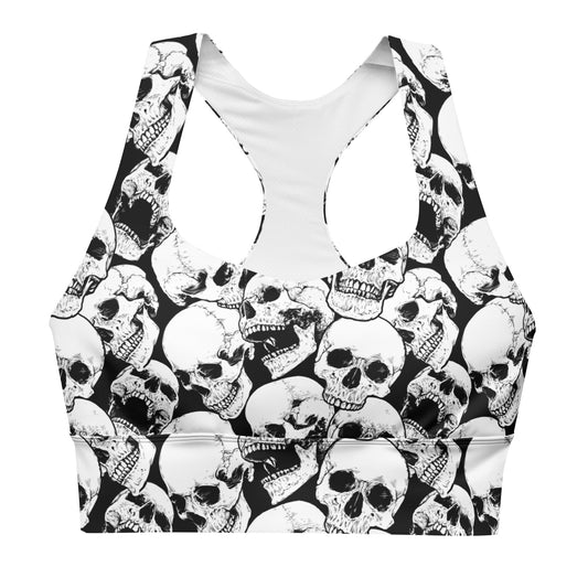 Skulls Longline Sports Bra - Graphic Punks