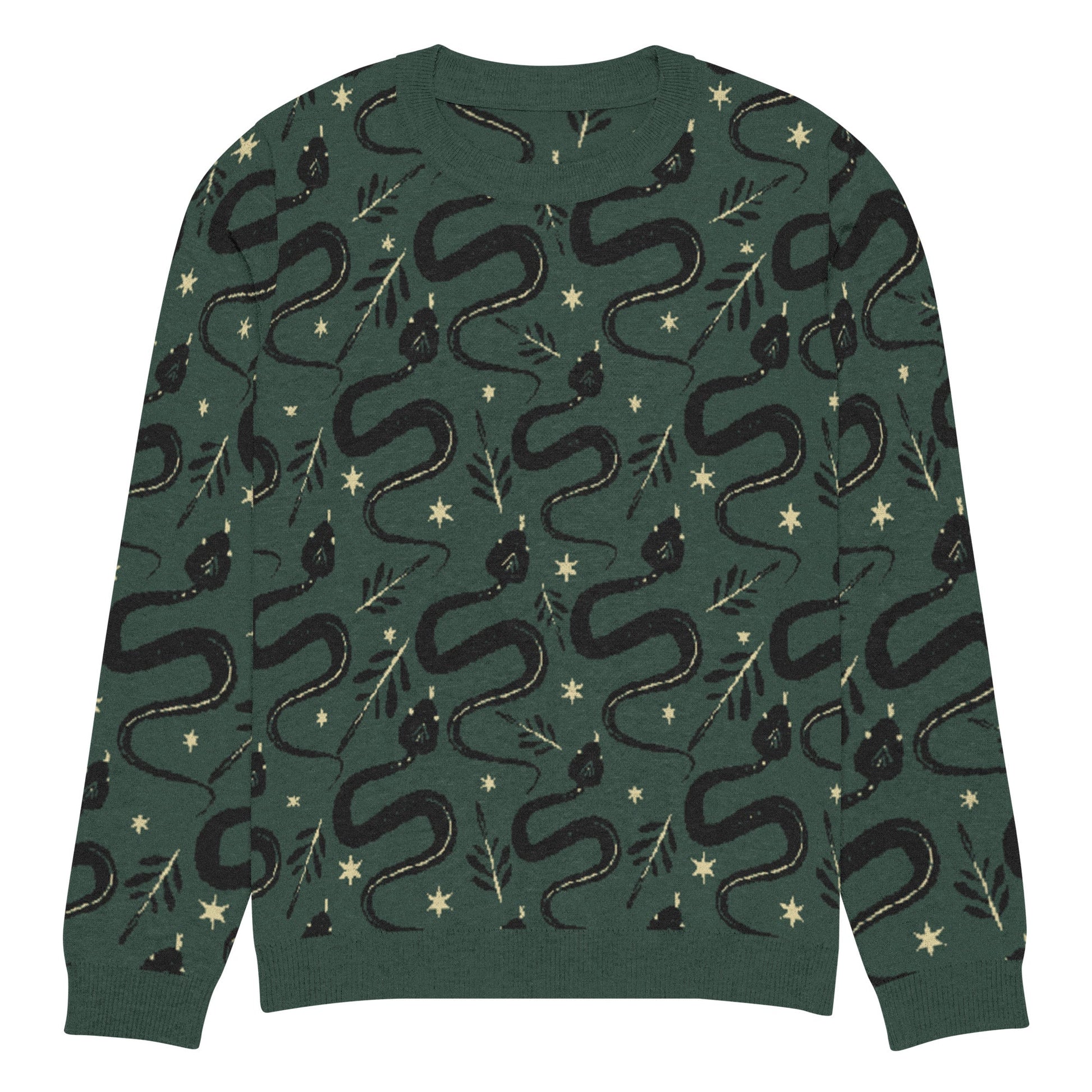 Snake Green Knitted Crew Neck Sweater - Graphic Punks