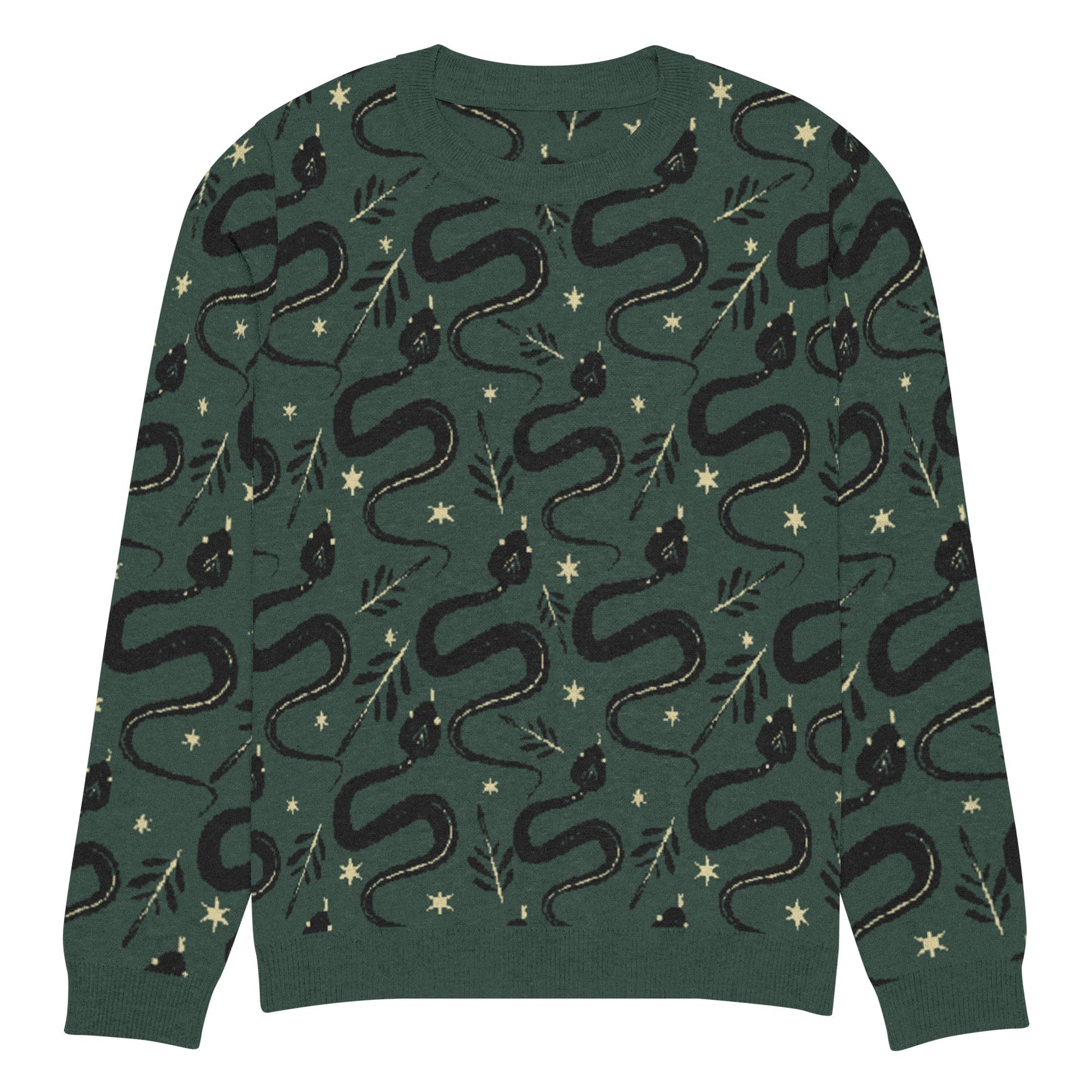 Snake Green Knitted Crew Neck Sweater - Graphic Punks