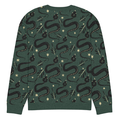 Snake Green Knitted Crew Neck Sweater - Graphic Punks