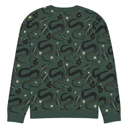 Snake Green Knitted Crew Neck Sweater - Graphic Punks