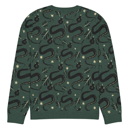 Snake Green Knitted Crew Neck Sweater - Graphic Punks