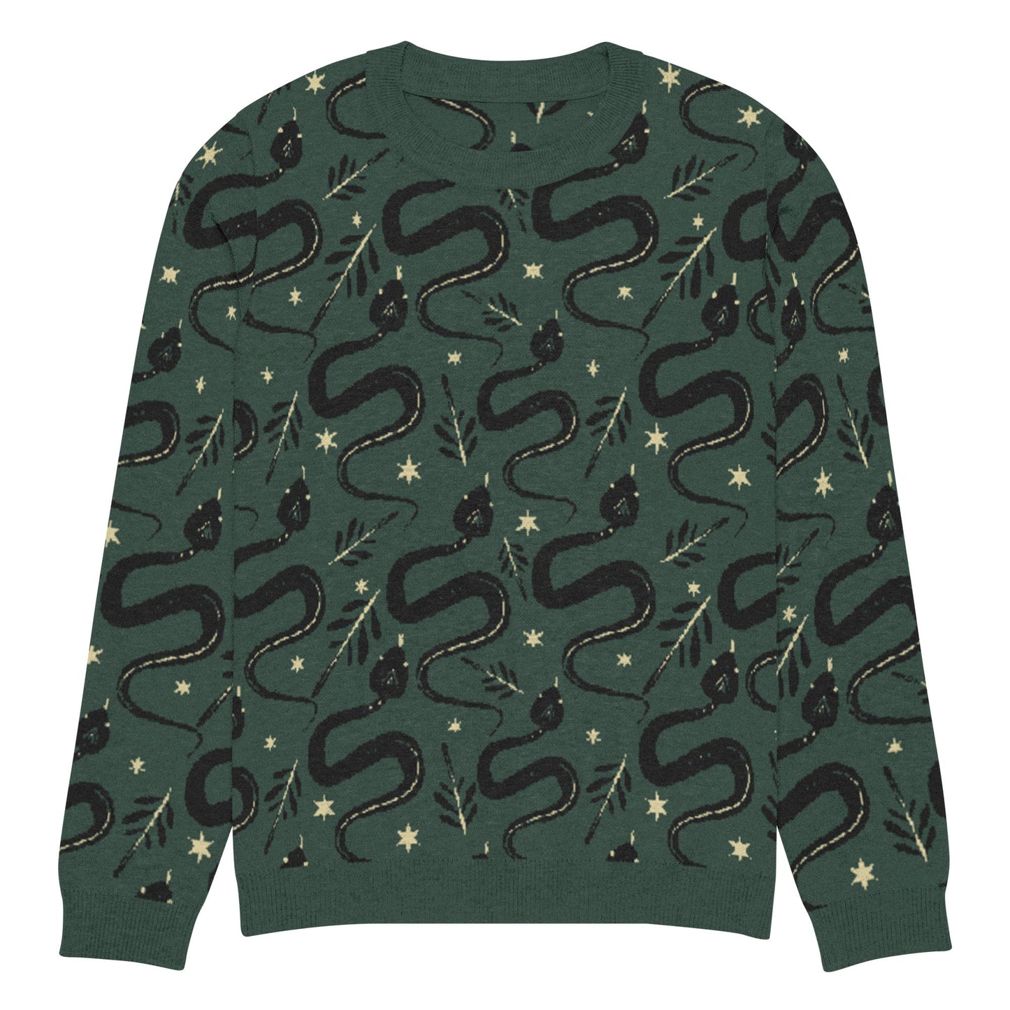 Snake Green Knitted Crew Neck Sweater - Graphic Punks