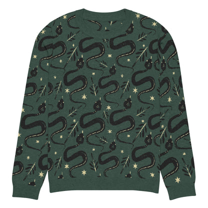 Snake Green Knitted Crew Neck Sweater - Graphic Punks