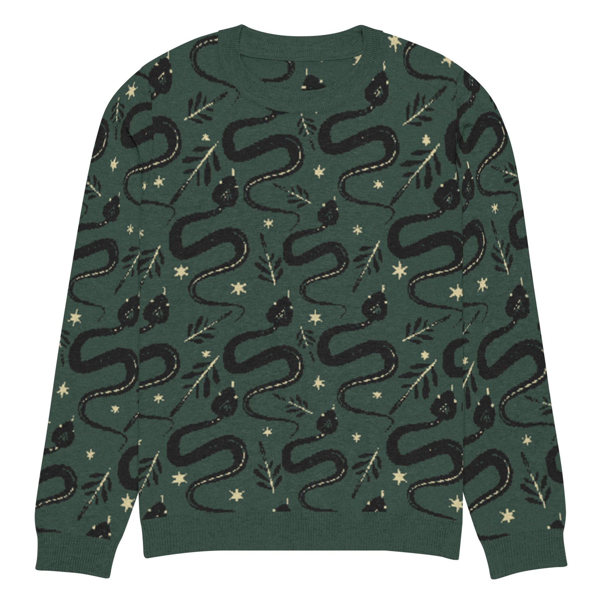 Snake Green Knitted Crew Neck Sweater - Graphic Punks