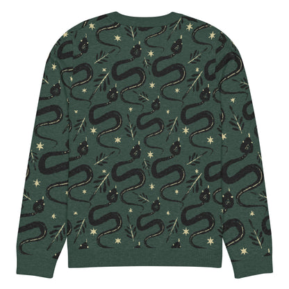 Snake Green Knitted Crew Neck Sweater - Graphic Punks