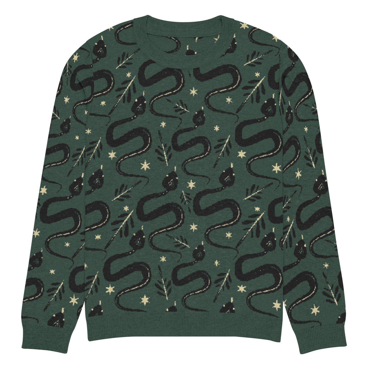 Snake Green Knitted Crew Neck Sweater - Graphic Punks