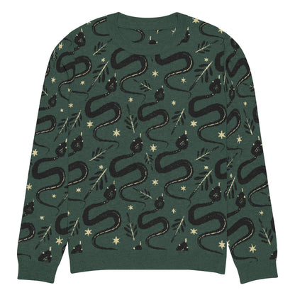 Snake Green Knitted Crew Neck Sweater - Graphic Punks