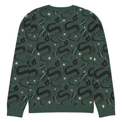 Snake Green Knitted Crew Neck Sweater - Graphic Punks