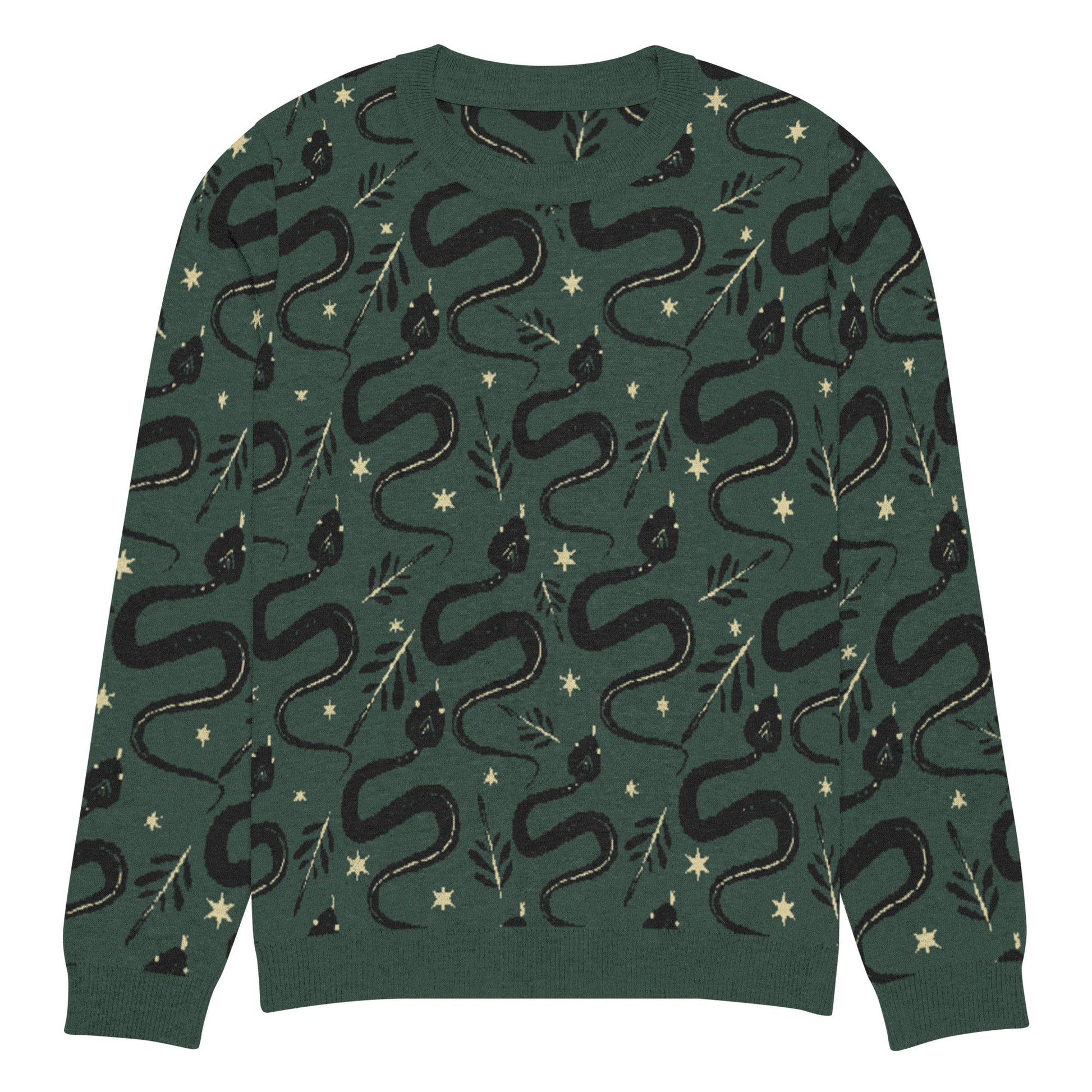 Snake Green Knitted Crew Neck Sweater - Graphic Punks