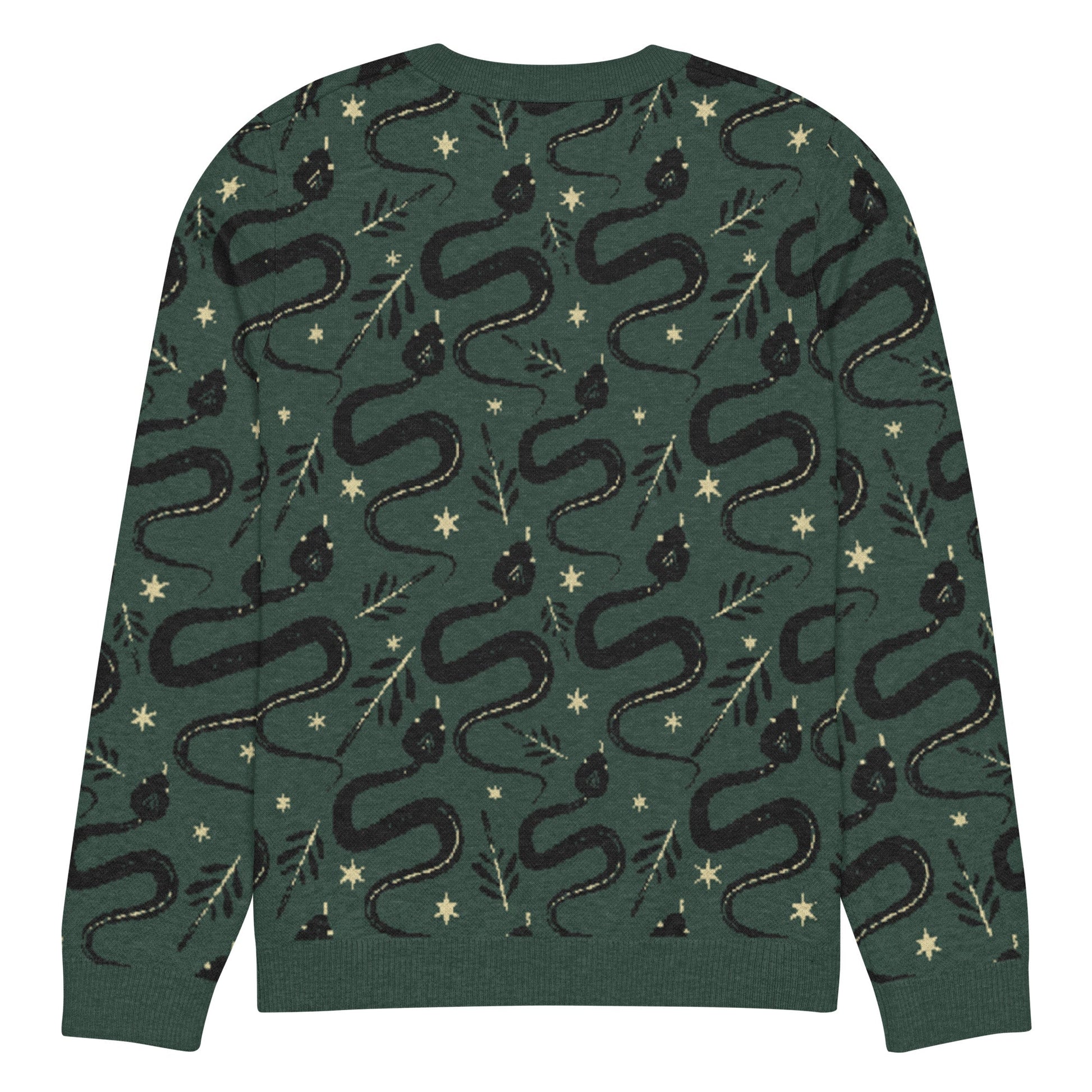 Snake Green Knitted Crew Neck Sweater - Graphic Punks