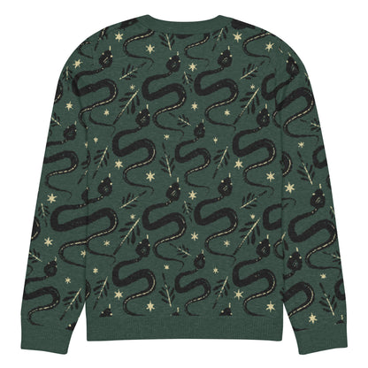 Snake Green Knitted Crew Neck Sweater - Graphic Punks