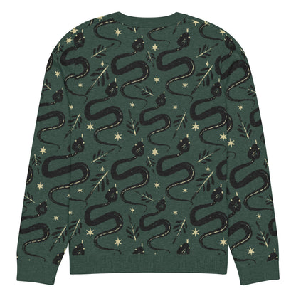 Snake Green Knitted Crew Neck Sweater - Graphic Punks