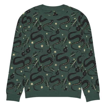 Snake Green Knitted Crew Neck Sweater - Graphic Punks