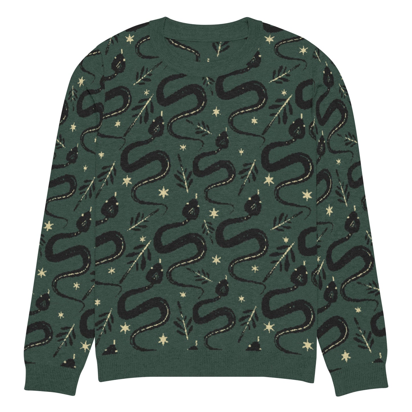 Snake Green Knitted Crew Neck Sweater - Graphic Punks