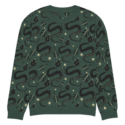 Snake Green Knitted Crew Neck Sweater - Graphic Punks