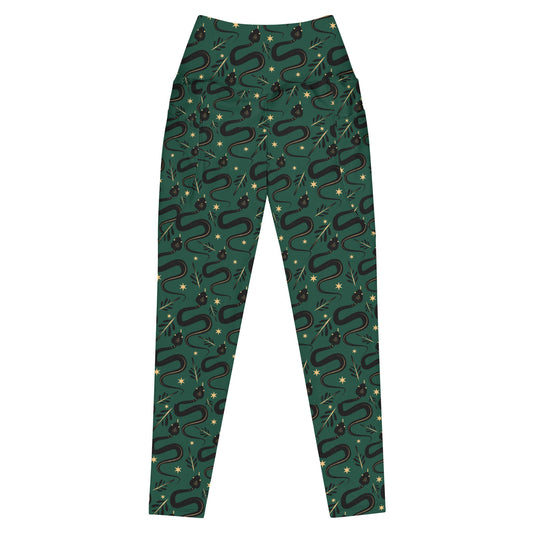 Snake Green Leggings with pockets - Graphic Punks